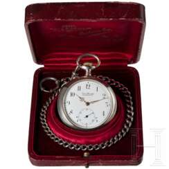 Kaiser Wilhelm II. - silberne Präsenttaschenuhr "Für 25jährige treue Dienste - Kgl. Feuerw. Laborat Spandau 1911"