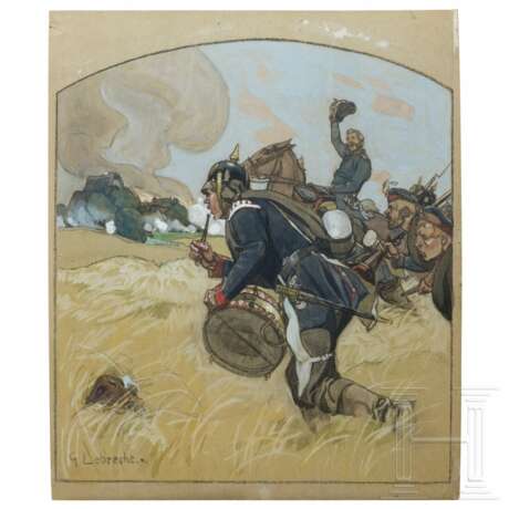 Georg Lebrecht (1875 - 1945) - Gouache "Vorwärts" aus dem Krieg 1866 - Foto 1