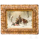 Christan Sell (1831-83) - Husarenpatrouille mit verwundetem Franzosen - Foto 1