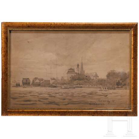 Carl Saltzmann (1847 - 1923) - aquarellierte Bleistiftzeichnung mit Ansicht von Kiel, 1882 - photo 1