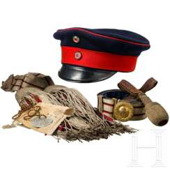 Schirmmütze, Feldbinde und Paradeschärpe für Offiziere der württembergischen Armee