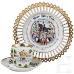 Geschenkteller und Tasse eines Königsulanen