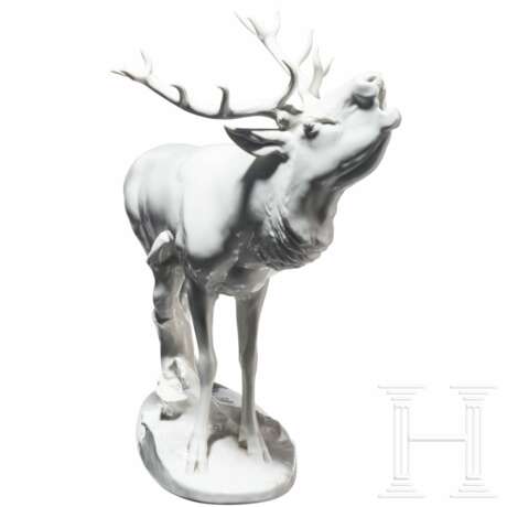 Porzellanmanufaktur Allach - röhrender Hirsch in weißer Ausführung - photo 2