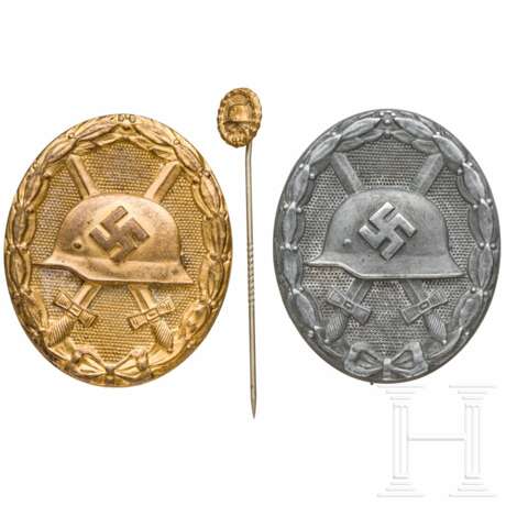 Verwundetenabzeichen in Gold und Silber mit Miniatur, Buntmetall - Foto 1