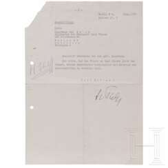 Schreiben von Fritz Todt an Hauptmann von Below