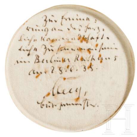 Plakette als Ehrengabe zur 700-Jahrfeier Berlin mit Widmung des Bürgermeisters Ludwig Steeg - photo 3