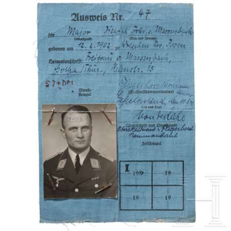 Truppenausweis des Ritterkreuzträgers Major Dietrich von Massenbach - photo 1