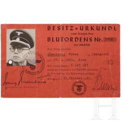 Besitzurkunde/Ausweis zum Blutorden Nr. 3702