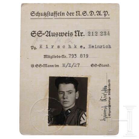 SS-Ausweis eines Angehörigen im M/Z/27 SS-Standarte - photo 1