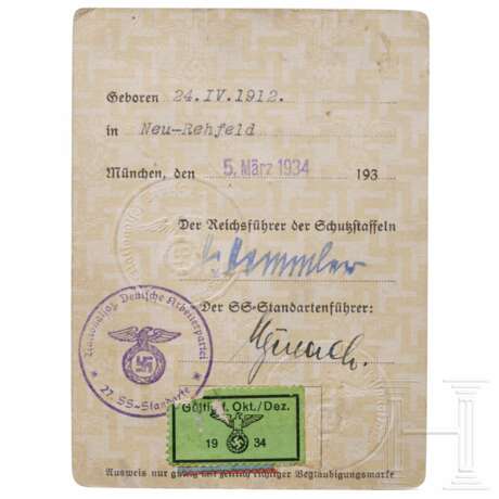SS-Ausweis eines Angehörigen im 8/27 SS-Standarte - photo 2