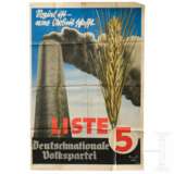 Wahlplakat "Sozial ist wer Arbeit schafft - Liste 5 - Deutschnationale Volkspartei" - photo 1