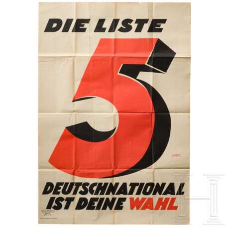 Wahlplakat "Die Liste 5 - Deutschnational ist Deine Wahl" - photo 1