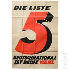 Wahlplakat "Die Liste 5 - Deutschnational ist Deine Wahl"