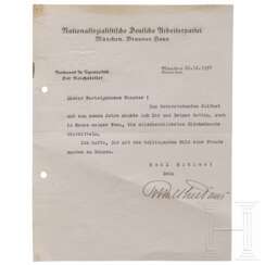 Walther Darré - eigenhändige Tintenunterschrift auf einem Brief an Gauleiter Forster