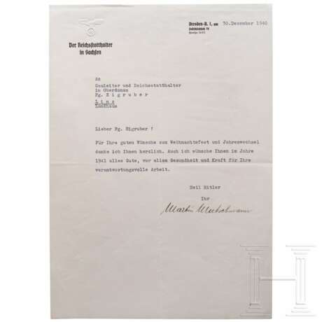 August Eigruber - Schreiben mit Tintenunterschrift Martin Mutschmanns - photo 1