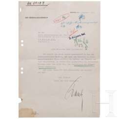 Hans Frank - eigenhändig signiertes Schreiben an Hans Heinrich Lammers, datiert "Krakau, den 6. Februar 1943"