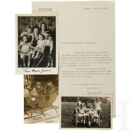 Magda Goebbels - Schriftverkehr mit drei Autographen und Gittermappe - Foto 2