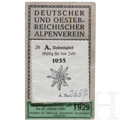 Rudolf Heß - Mitgliedsausweis im Deutsch-Österreichischen Alpenverein von 1929 - 1935 - фото 1