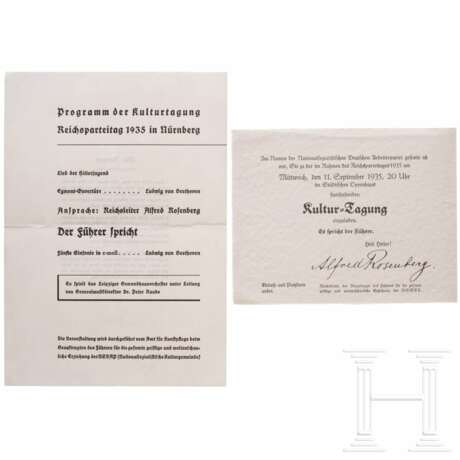 Rudolf Heß - Einladungskarte und Programm zur "Kultur=Tagung" am 11. September 1935 im Rahmen des Reichsparteitags - photo 1