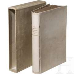 Adolf Hitler - in Pergament gebundene Erstausgabe "Mein Kampf", Band 2, Nummer "5", mit eigenhändiger Widmung an Emil Maurice 1927