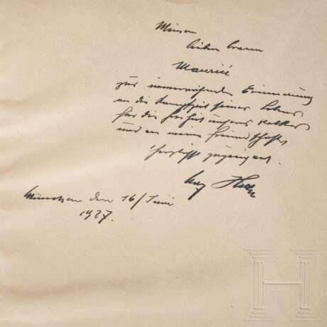 Adolf Hitler - in Pergament gebundene Erstausgabe "Mein Kampf", Band 2, Nummer "5", mit eigenhändiger Widmung an Emil Maurice 1927 - Foto 2