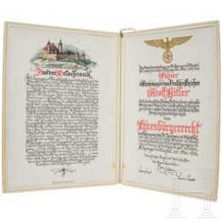 Adolf Hitler - Ehrenbürgerbrief der Gemeinde St. Lorenzen im Mürztal (Österreich)