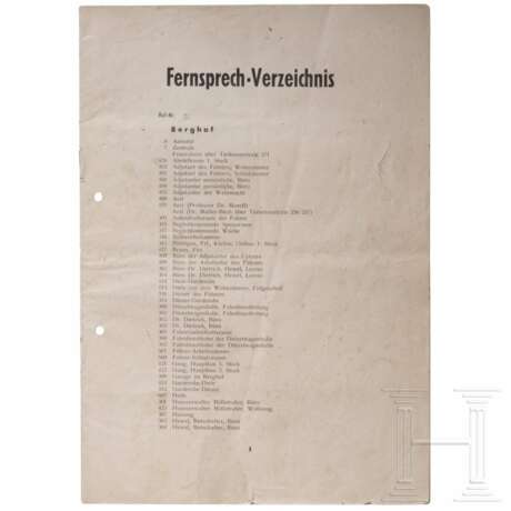 Fernsprech-Verzeichnis Obersalzberg (Berghof) - photo 1