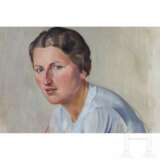 Karl Diebitsch - Ölbildnis "Studie einer sitzenden Frau in blauer Bluse" - Foto 2