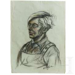 "Männer vom Vorpostenboot - Seemann" - Kohlezeichnung des PK-Zeichners Hans Döpke, 1944