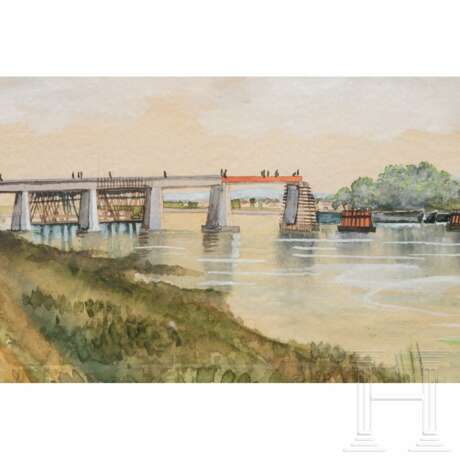 Erich Stürzenacker (1900 - ?) - Aquarell "Autobahnbrücke über einen Fluss", 1940 - photo 3