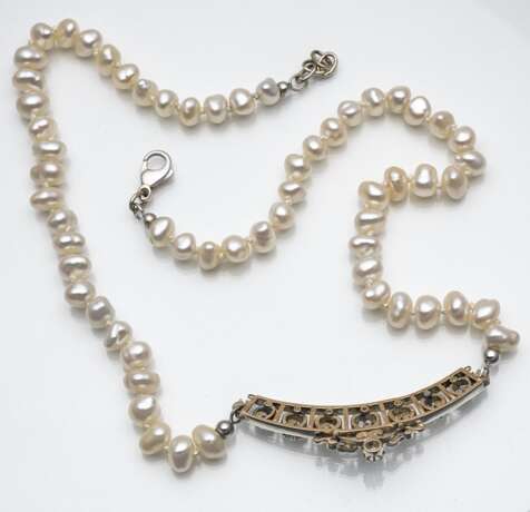 Belle Époque Collier mit Diamanten und Südseeperlen - photo 3
