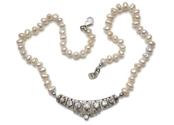 Belle Époque Collier mit Diamanten und Südseeperlen - photo 4
