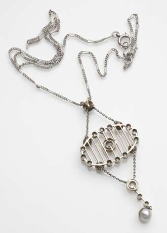 Platinkette mit Jugendstil Anhänger - photo 3