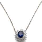 Brillant Collier mit großem Saphir - Foto 1