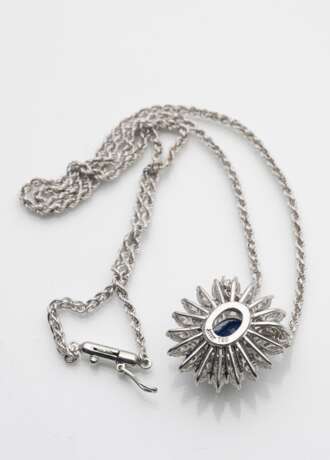 Brillant Collier mit großem Saphir - Foto 2