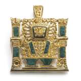Gelbgold Brosche mit Malachit Azurit - photo 1