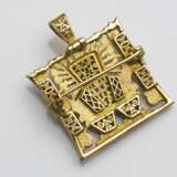 Gelbgold Brosche mit Malachit Azurit - photo 2