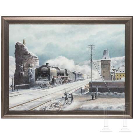 Dampflokomotive 01 118 am Bahnübergang - photo 1