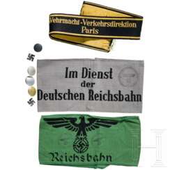 Drei Ärmelbänder/-streifen der Deutschen Reichsbahn