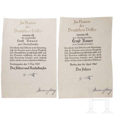 Zwei Beförderungsurkunden mit OU Hermann Görings - Foto 1