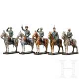 Elastolin und Lineol - zwei Figuren von Benito Mussolini und drei Offiziere des Heeres auf Standpferden - photo 1