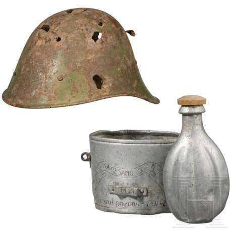 Stahlhelm M 39 mit Beschussschäden, Rumänien - photo 1