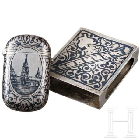 Kleines Niello-Etui und Niello-Streichholzschachtel, Russland, 1896 - 1908 - photo 1