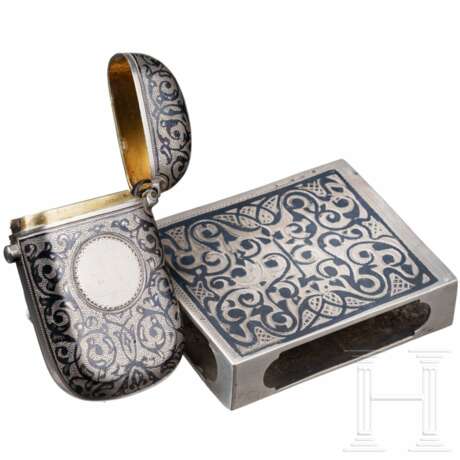 Kleines Niello-Etui und Niello-Streichholzschachtel, Russland, 1896 - 1908 - photo 2