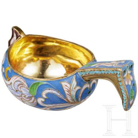Kleiner Cloisonné-Emaille-Kowsch, Russland, neuzeitlich - photo 2