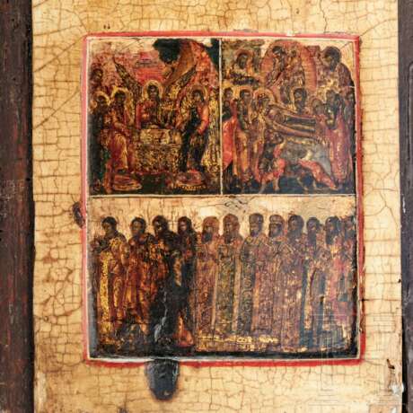 Großes Ikonen-Triptychon mit der Gottesmutter des Zeichens, Russland, um 1700 - photo 2