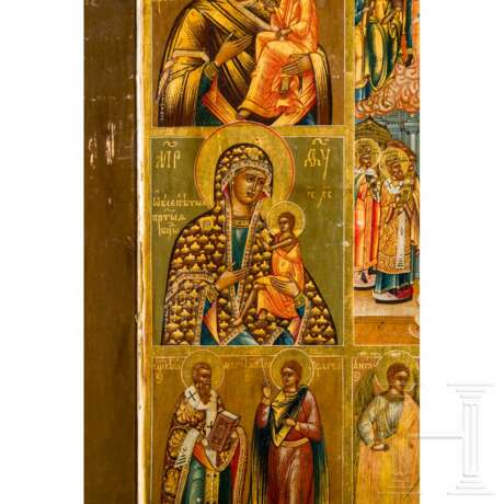 Sehr fein gemalte Achtfelder-Ikone mit der Gottesmutter Pokrow, Russland, Anfang 19. Jhdt. - photo 4