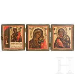 Reisetriptychon mit der Gottesmutter, Russland, 19. Jhdt.