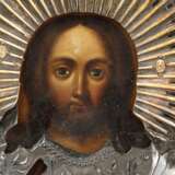 Ikone mit Christus als Weltenherrscher mit Silberoklad, Russland, 19. Jhdt. (Ikone), Moskau, wohl Dimitrij Alexandrow, 1840 (Oklad) - photo 3