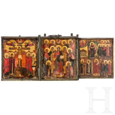 Reisetriptychon mit der erweiterten Deesis, Russland, Anfang 19. Jhdt. - photo 1